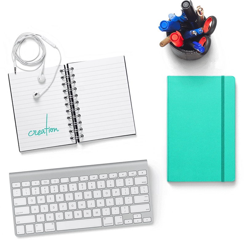 Tastatur und Notizbuch