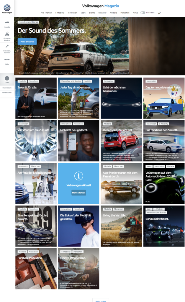 Beispiel Volkswagen: Content Marketing Online Magazin